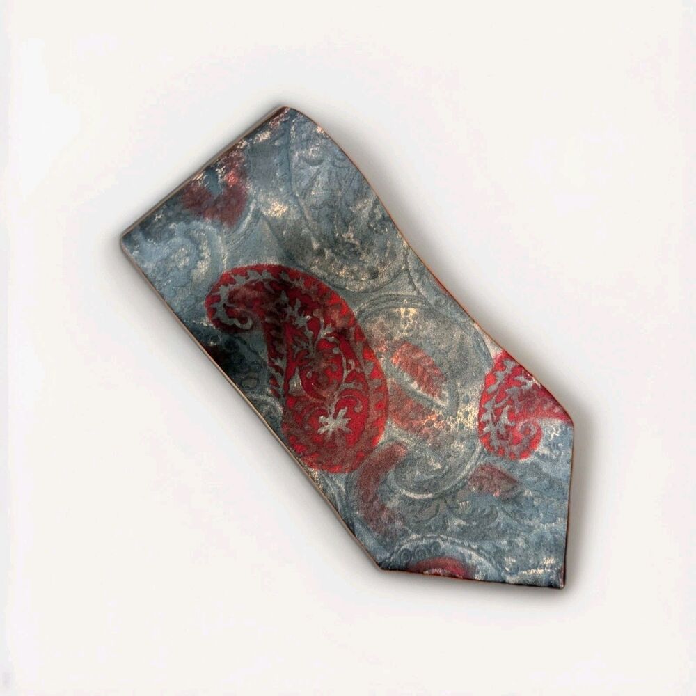 Oscar de la Renta Silk Tie Blue Paisley Classic Designer Necktie